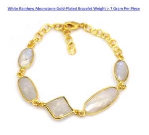 Luxury White Rainbow Moonstone Natural Gemstone Gold-Plated Adjustable <b>Bracelet</b> for special person - Product Image 2