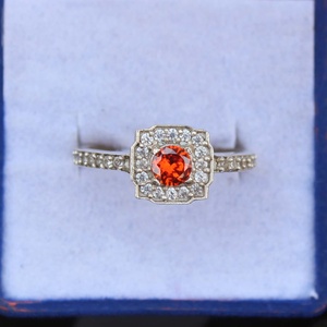 Bague en Zircon Orange en Argent Sterling 925, Pierre Taillée, Style Vintage de Luxe Premium, Certifiée pour Mariage, Cadeau d'Anniversaire - Product Image 4