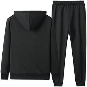 Men <b>Fleece</b> Tracksuit Set <b>Hooded</b> Zip Up <b>Jacket</b> And Jogger Pants Sherpa Lined Winter Casual Sportswear Solid Gray Full Sleeve - Product Image 3