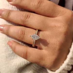 Anillo de Oro Marquise Holandés Premium con Engaste Milgrain, Joyería Nupcial de Laboratorio, Proveedor Mayorista en Línea - Product Image 3