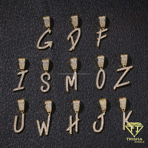 Custom <b>Initial</b> Letter Pendant Moissanite GIA Certified 18K Gold Plated 925 Sterling <b>Silver</b> Iced Alphabet <b>Necklace</b> Luxury Hip Hop - Product Image 4