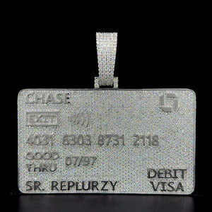 เครื่องประดับฮิปฮอปจี้บัตรเครดิตเงินแท้925จี้บัตรวีซ่าแร็ปเปอร์เย็น - Product Image 1