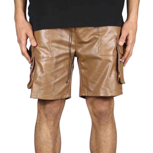 Shorts cargo classiques pour hommes en cuir véritable de qualité supérieure, épais, imperméables et respirants - Product Image 1