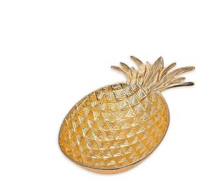 Plateau de service en métal texturé ananas tropical moderne, finition dorée, Ornate Exports OE-2052, pour la maison et la restauration - Product Image 2