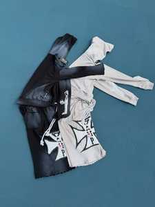 Stone Washed Solid Fleece Autumn Tracksuit Set 100% Cotton <b>Zip</b>-Up Hoodie & Drawstring <b>Shorts</b> with Custom Logo Streetwear for <b>Men</b> - Product Image 3