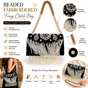 Elegant Fashion Square Beaded Fringe Shoulder Bag Embroidered Evening Purse for <b>Wedding</b> Party Cocktail and Events - Product Image 6