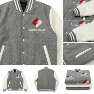Casual Varsity <b>Jacket</b> <b>Men</b> Cotton Polyester PU Sleeve <b>Baseball</b> Style <b>Jacket</b> - Product Image 5
