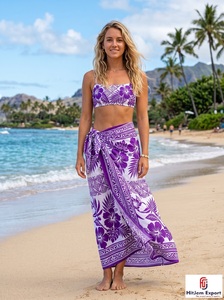Paréo de plage léger en satin de polyester imprimé antistatique, séchage rapide, fabricant de tissus sur mesure OEM ODM, vente en gros - Product Image 4