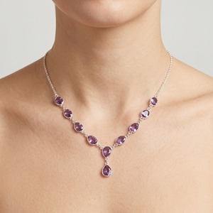 Moku Jewellery Natural Amethyst Necklace 925 Sterling Silver Multi Stone Handmade February Birthstone Statement Jewelry <b>Gift</b> - Product Image 5