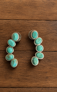 Boucles d'oreilles ovales en turquoise, boucles d'oreilles turquoise style cowgirl, bijoux turquoise faits à la main de style western bohème pour femmes - Product Image 4