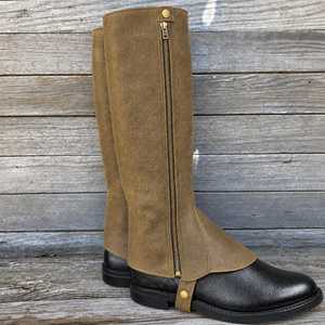 High Quality Custom Genuine Leather <b>Half</b> <b>Chaps</b> OEM Genuine Cowhide Equestrian Horse Riding Leg Guards Unisex Bags LHC-0008 - Product Image 4
