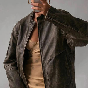 Veste en cuir pour femme de qualité supérieure, décontractée, douce, coupe ajustée, respirante, coupe-vent, écologique, brute et oversize - Product Image 3