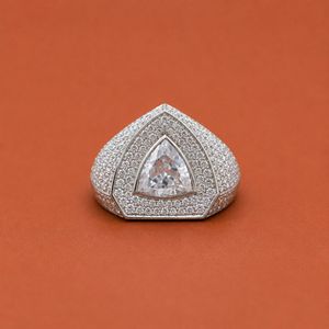 Modern S925 <b>Silver</b> Round & Trillion Cut Moissanite Bezel Setting Bridal Engagement Hip Hop <b>Ring</b> for <b>Men</b> - Product Image 1