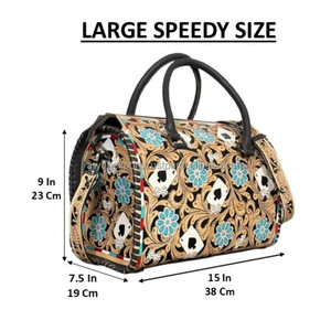 Personalised Western <b>Tooled</b> <b>Leather</b> Speedy Duffel Bags Vintage Floral Playing Card Designer Ladies Weekender Handbag for Travel - Product Image 2