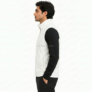 Factory Price <b>Men's</b> <b>White</b> Collarless Zipper <b>Vest</b> Casual Winter Vintage Multi-pockets Outerwear Breathable Polyester/Cotton - Product Image 6