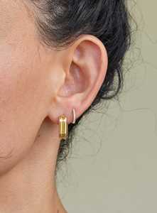 Pendientes de Aro Rectangulares Lisos de Oro Sólido de 14k y 18k, Minimalistas, Solitarios, para Uso Diario, Modernos, Pequeños, Tipo Huggie, Fabricación de Joyería Fina - Product Image 4