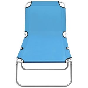 Lettino Prendisole in Tessuto Oxford Blu Turchese con Struttura in Acciaio Verniciato a Polvere - Product Image 2