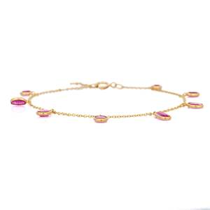 14K <b>Solid</b> <b>Gold</b> <b>Charm</b> <b>Bracelet</b> with Topaz Diamond & Sapphire - Product Image 4