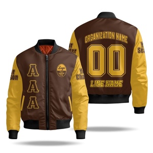 Custom LPT Chapter Style Varsity Bomber <b>Jacket</b> Brown Gold Contrast Sleeve College Greek Inspired <b>Jacket</b> Cotton Padded - Product Image 1