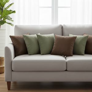 SOGA Lot de 6 housses de coussin décoratives en velours 45 cm, marron intense et vert sauge, pour salon ou chambre à coucher - Product Image 3