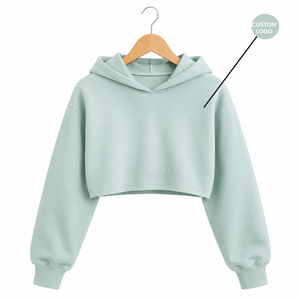 Cosh International Sorority Sisterhood Custom Manufacturer Women <b>Crop</b> Top Solid Drop Shoulder <b>Zip</b> <b>up</b> Hoodie Baggy Raw Hem - Product Image 1