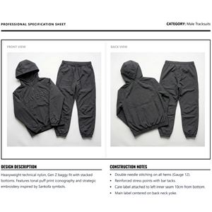 Conjunto de Chándal Personalizado para Hombre 2026 de Gran Venta: Cortavientos de Nylon Estampado, Lavado Ácido, Bordado Vintage, Sudadera Holgada 2 en 1 y Pantalones - Product Image 6