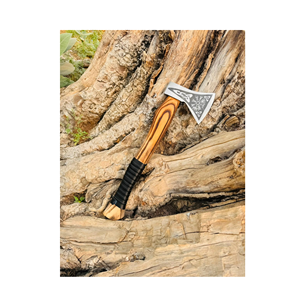 Handcrafted Viking Style Tomahawk Hatchet Wooden <b>Handle</b> Black Grip Carbon Steel Blade 3-Year Warranty for Camping Survival Use - Product Image 3