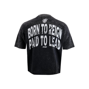 Camiseta de algodón extragrande para hombre Born To Reign Paid To Lead, estilo urbano, manga corta, cuello redondo, estampado con logo en la espalda - Product Image 5
