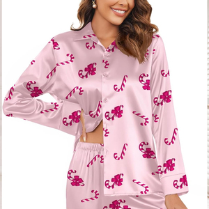 Conjunto de pijama de satén para mujer, diseño moderno, suave y cómodo, talla personalizada, ropa de estar por casa, en venta en línea. - Product Image 5