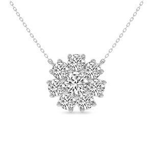10k <b>Solid</b> <b>Gold</b> Roselle Round Lab Grown Diamond Flower <b>Pendant</b> For Necklace Prong Set Multi Diamond Reasonable Price Jewelry - Product Image 4
