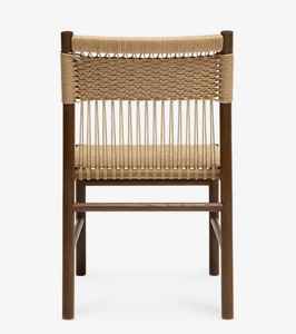 Silla de Comedor Moderna de Madera con Asiento y Respaldo de Lino Tejido, Diseño Escandinavo, Muebles para el Hogar, Estructura Estable - Product Image 5