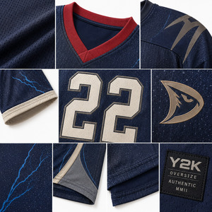 Men's Custom Football Jersey V-Neck Short Sleeve Sublimated Print Moisture Wicking <b>Mesh</b> Uniform Number 22 Team Style - Product Image 6