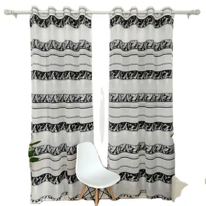 Black and white Model Best Selling Curtain Design Your Own Customized Printed Top High Quality Curtains for window Decoration