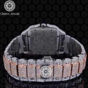 Montre de luxe pour homme Charm Jewels en acier inoxydable, cadran de 40 mm, bracelet de 20 mm, incrustée de diamants, résistante à l'eau 10 bars, mécanique automatique - Product Image 4