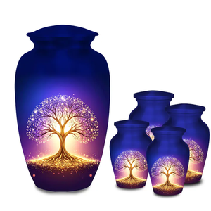 Blue Tree of Life Ashes Urn Handcrafted <b>Memorial</b> <b>Vase</b> Decorative Cremation Urn for Home Remembrance - Product Image 4