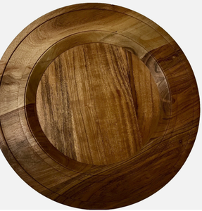 Plato Redondo de Madera para Servir, Hecho a Mano, Pulido, Diseño Minimalista, Plato Base de Madera Sólida para Vajilla de Fiesta - Product Image 3