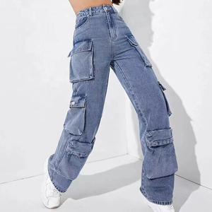Custom Women's Denim <b>Cargo</b> Pants Spandex/Cotton Eco-Friendly Quick Dry Breathable <b>Vintage</b> Style Streetwear Wholesale - Product Image 3