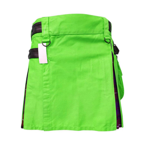 Bright Green Hybrid Women's <b>Kilt</b> Gothic Scottish Cotton Tartan Pleated Cargo Pocket Fashion <b>Mini</b> Skirt <b>Kilts</b> 2026 - Product Image 2