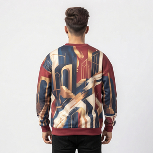 Men's Embroidered Solid Fleece Pullover <b>Sweatshirt</b> Oversized Fit Crew Neck <b>Long</b> Sleeve Casual Winter Wear 100% Polyester - Product Image 2