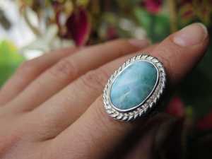 Anillo de Plata Larimar, Anillo de Plata de Ley 925, Plata de Ley 925 Sólida - Product Image 6