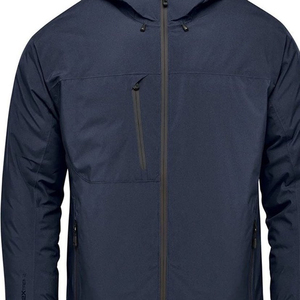 Veste matelassée à capuche pour homme, bleu marine, imperméable, en polyester, fermeture éclair, vêtement d'hiver décontracté, coupe classique - Product Image 3