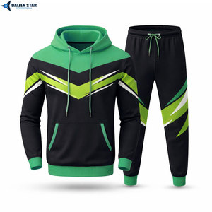 Men's Sporty Hoodie Set Color Blocking Print Breathable Knitted Polyester Regular Fit Autumn Wear - Product Image 5