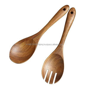 Juego de Cubiertos de madera de acacia personalizados de la mejor calidad de 2 utensilios de cocina de madera pulida para uso de café y té para fiestas - Product Image 3