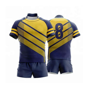 Ensemble d'uniformes de rugby personnalisés imprimés par transfert thermique, ajustés, à séchage rapide, grande taille, Rashguard Spandex/Coton - Product Image 2