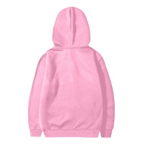 <b>Pink</b> Oversized Hooded Zip-Up <b>Sweatshirt</b> Unisex Solid Color Fleece Casual Regular Length Knitted 100% Cotton Front Pocket Winter - Product Image 3