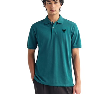 Mens <b>Classic</b> Fit Sea Green Short Sleeve Soft Comfortable Knitted 100% Cotton Solid Quick Dry for Shirt Embroidered OEM Service - Product Image 1