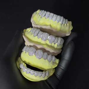 Grillz dentaire Hip Hop personnalisé en argent 925 plaqué rhodium, serti de pierres, certifié IGI, bijoux corporels unisexe, meilleur prix - Product Image 2