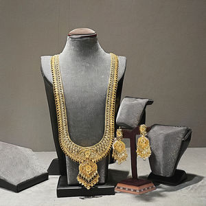 ชุดเครื่องประดับเจ้าสาวแบบยาวบรรจุทอง14K 18K 24K ชุดเครื่องประดับยาวแบบดั้งเดิมชุดเครื่องประดับแฟชั่นทองเหลืองทอง - Product Image 3