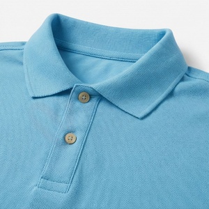 Polo à manches courtes bleu clair pour homme, 100% coton, tissu Oxford respirant, coupe décontractée, design uni, tissé - Product Image 4