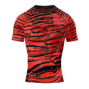 Camiseta de Artes Marciales Mixtas Personalizada por Sublimación, Unisex, Ajustada, de Secado Rápido, Duradera, Transpirable, Mezcla de Spandex/Poliéster, Azul y Blanco - Product Image 2